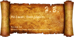 Holman Benjámin névjegykártya